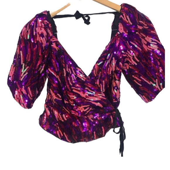 LPA Sequin Wrap Crop Top. Size XS - Picture 4 of 6